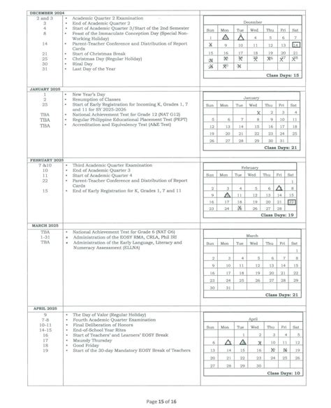 Schedule of Fees for SY 2024.